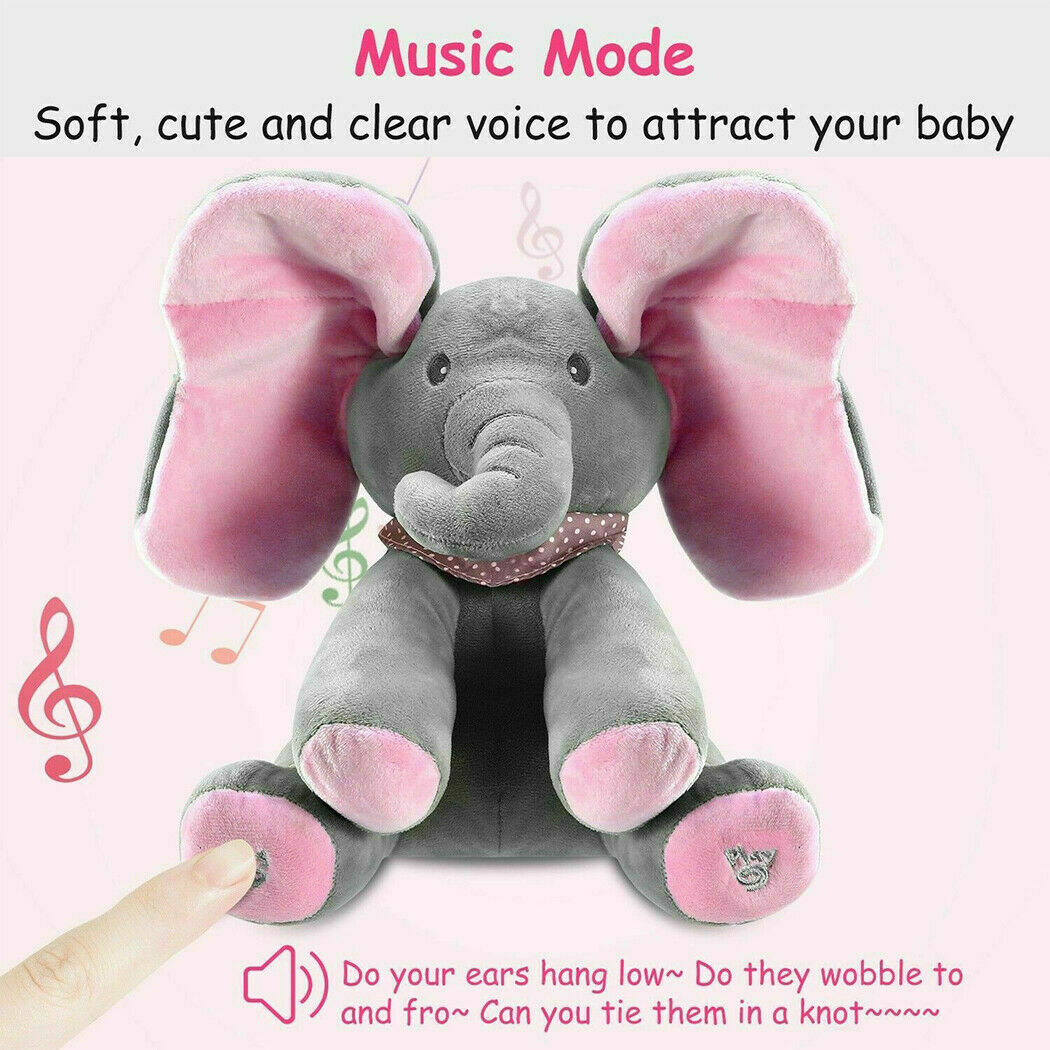 Elephant Toys Will Sing with Music Elephant Cover Eyes Baby Elephant Doll Children Accompanying Toy Plush Toy Peekaboo Elephant